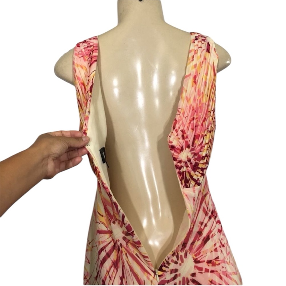ADRIANNA PAPELL BOHO CHIC MULTI COLOR TIE DYE PLEATED CHIFFON MIDI DRESS 8 - Picture 3 of 10